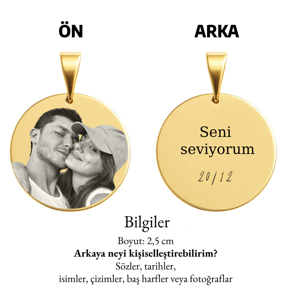 Kişiye Özel Yuvarlak Resimli Kolye
